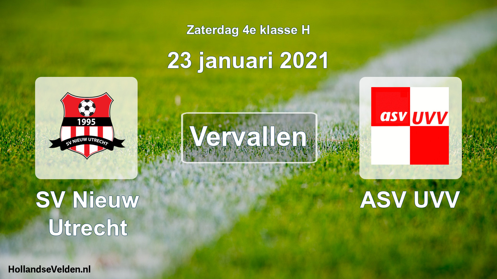 Scheduled Match: SV Nieuw Utrecht - ASV UVV (23 January 2021)
