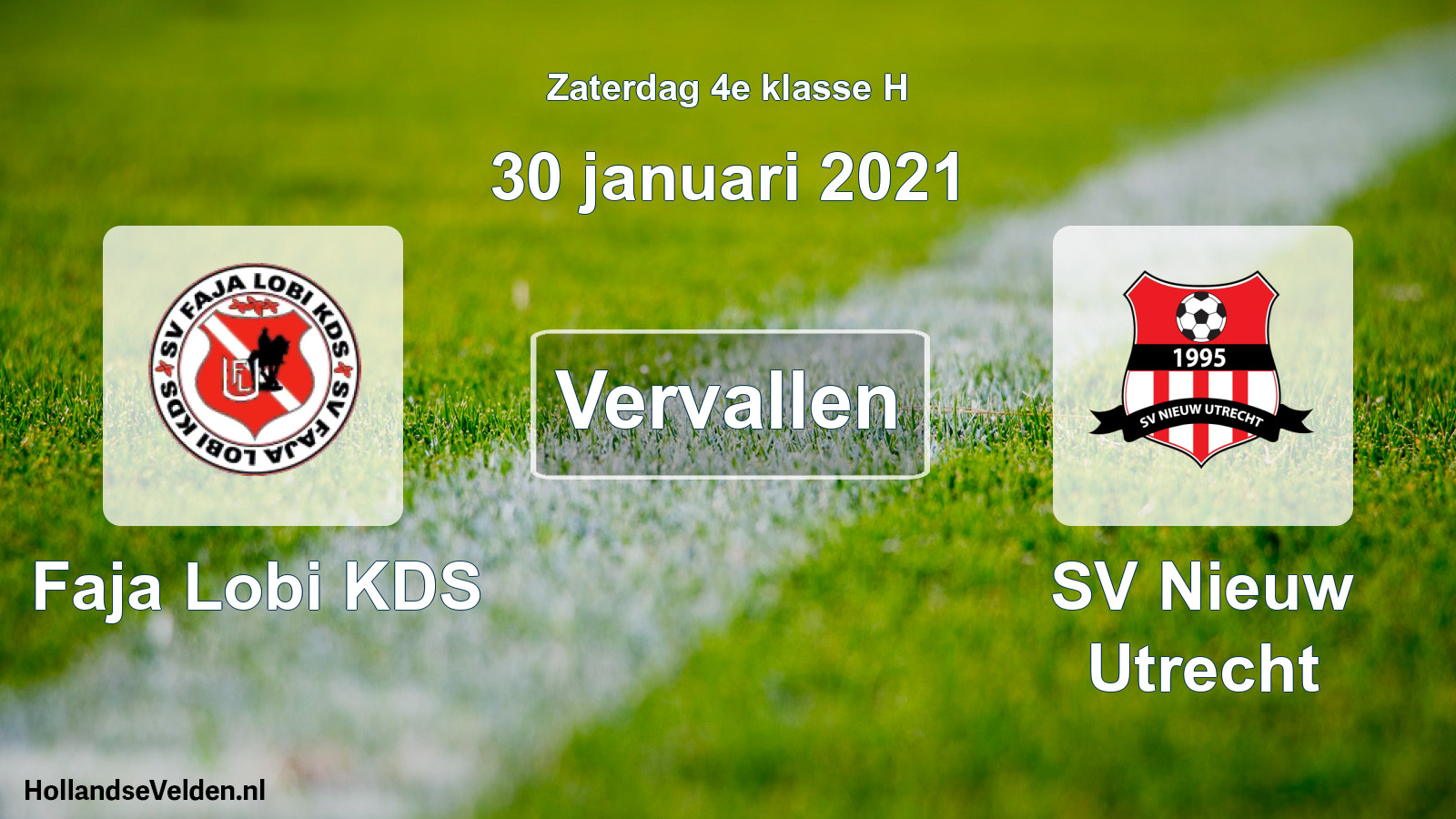 Scheduled Match: Faja Lobi KDS - SV Nieuw Utrecht (30 January 2021)