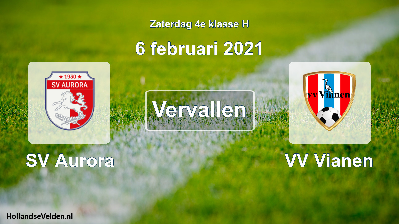 Scheduled Match: SV Aurora - VV Vianen (6 February 2021)