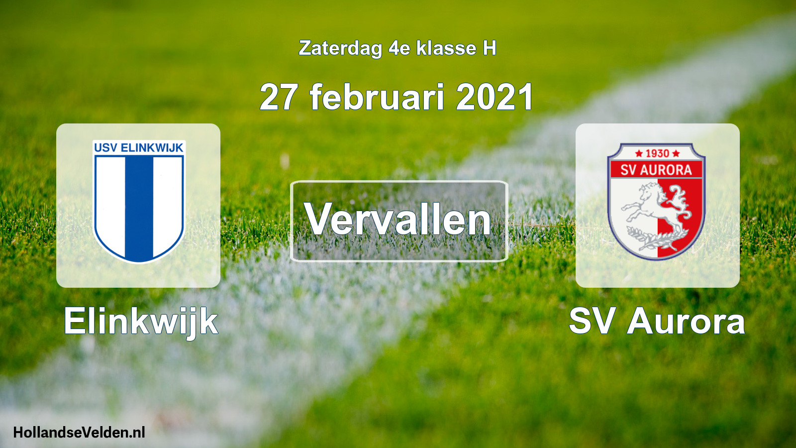 Scheduled Match: Elinkwijk - SV Aurora (27 February 2021)