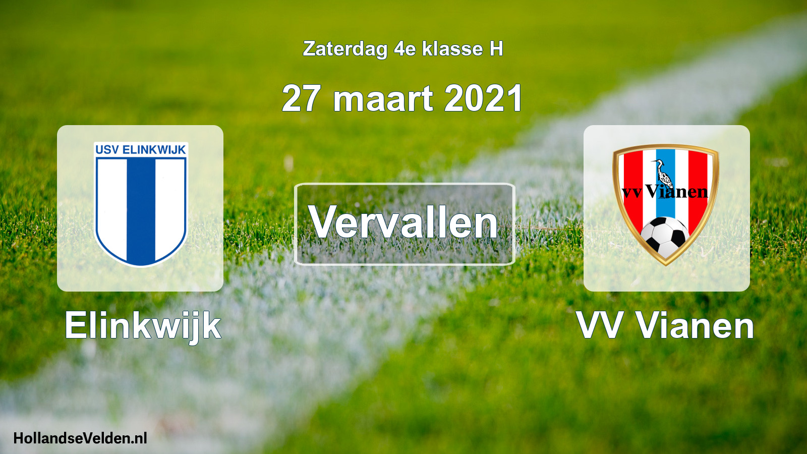 Scheduled Match: Elinkwijk - VV Vianen (27 March 2021)