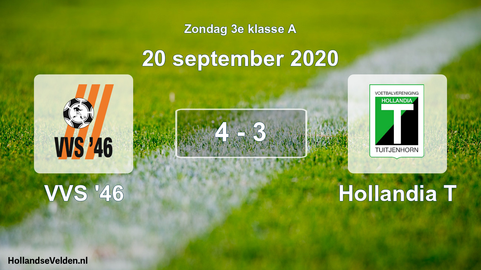 Total number of matches played: VVS '46 - Hollandia T 4 - 3 (20 September 2020)