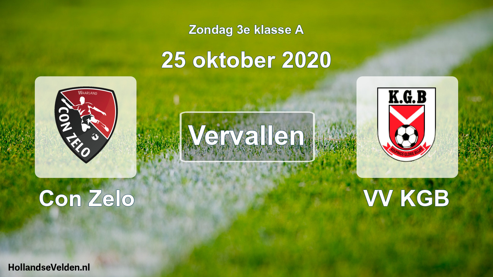 Scheduled Match: Con Zelo - VV KGB (25 October 2020)