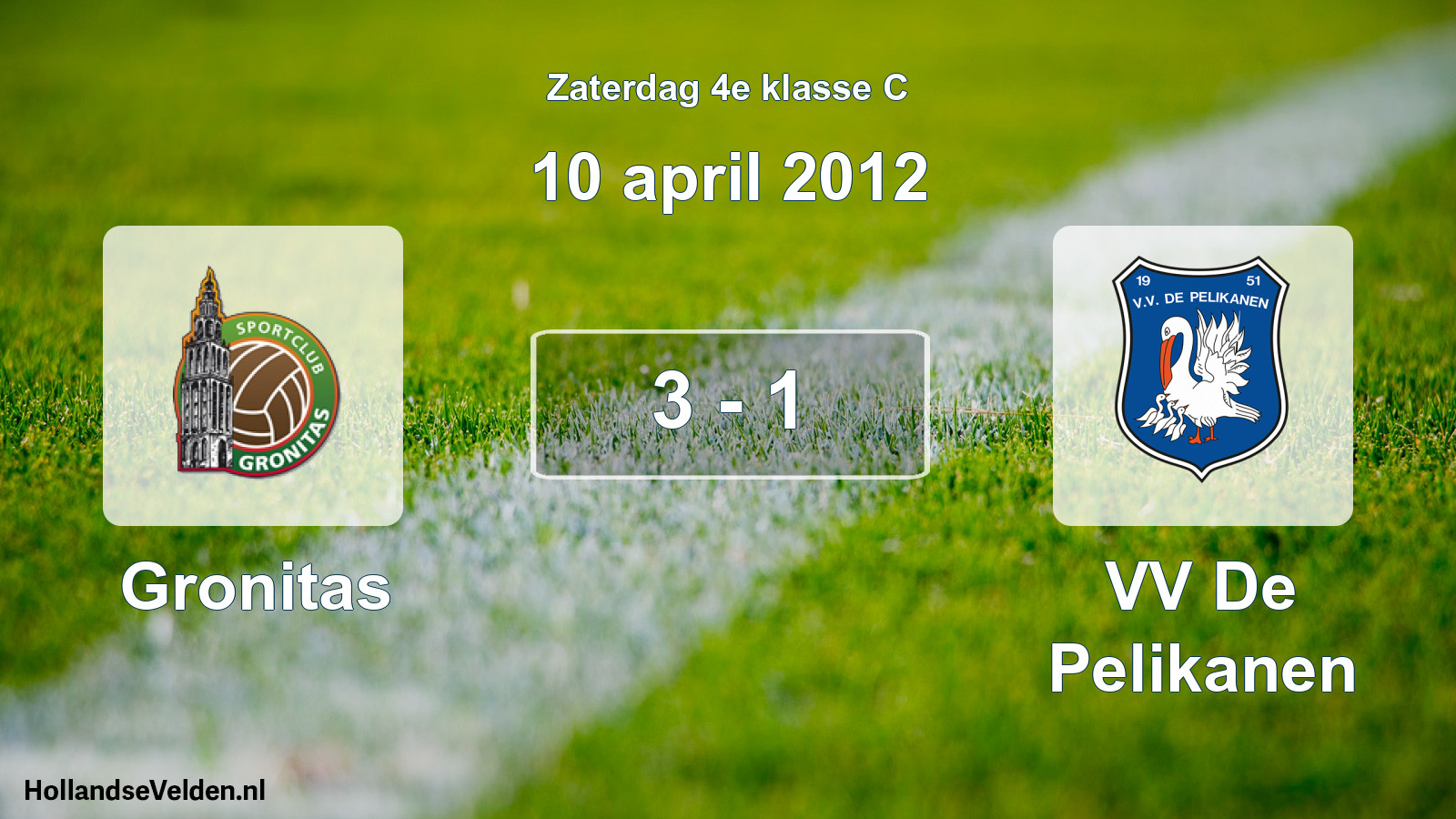 Total number of matches played: Gronitas - VV De Pelikanen 3 - 1 (10 April 2012)