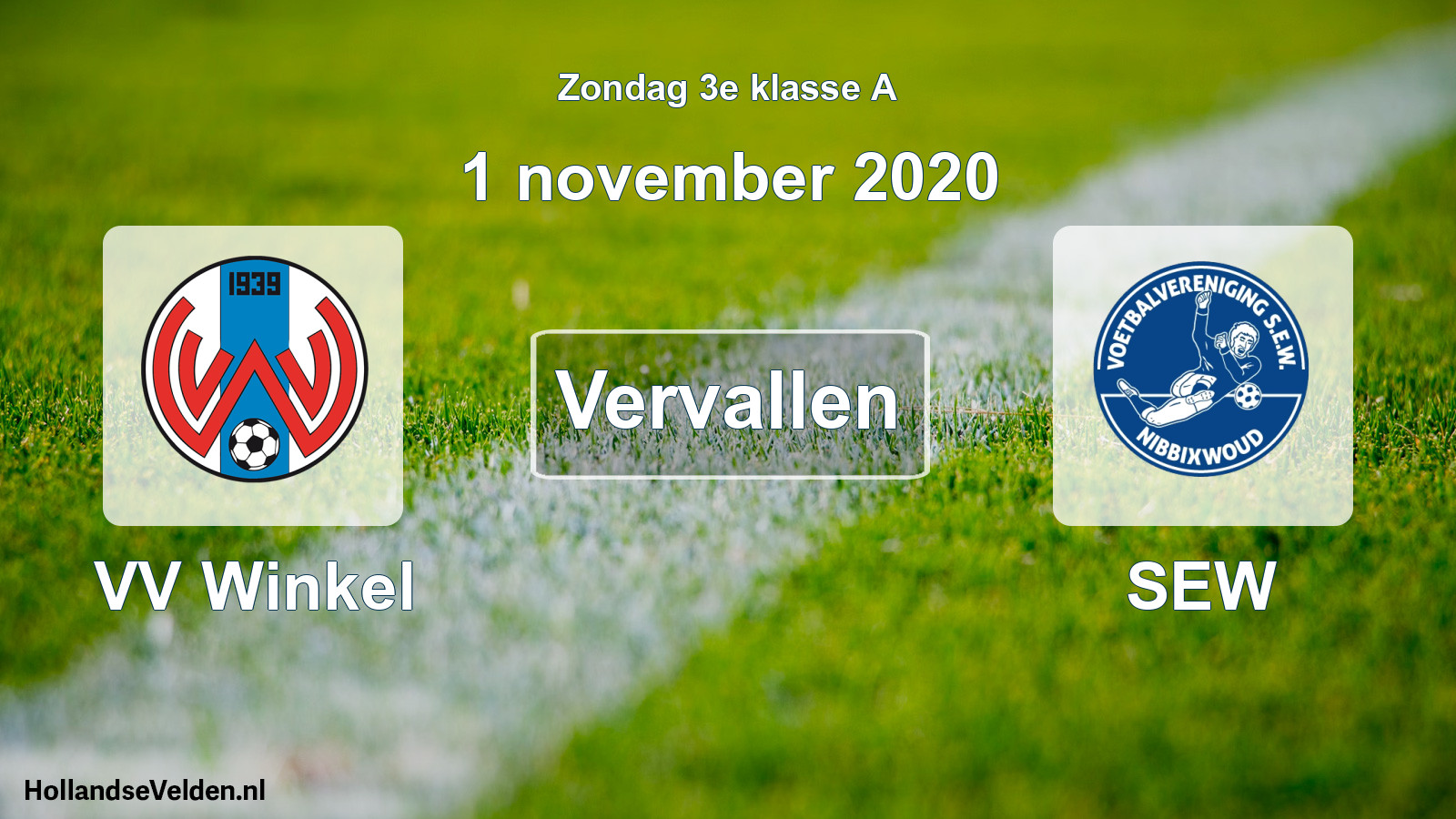 Scheduled Match: VV Winkel - SEW (1 November 2020)