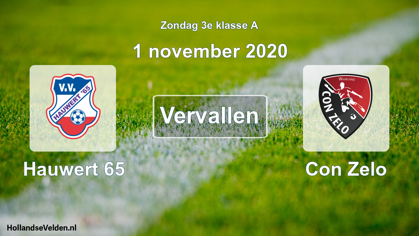 Scheduled Match: Hauwert 65 - Con Zelo (1 November 2020)