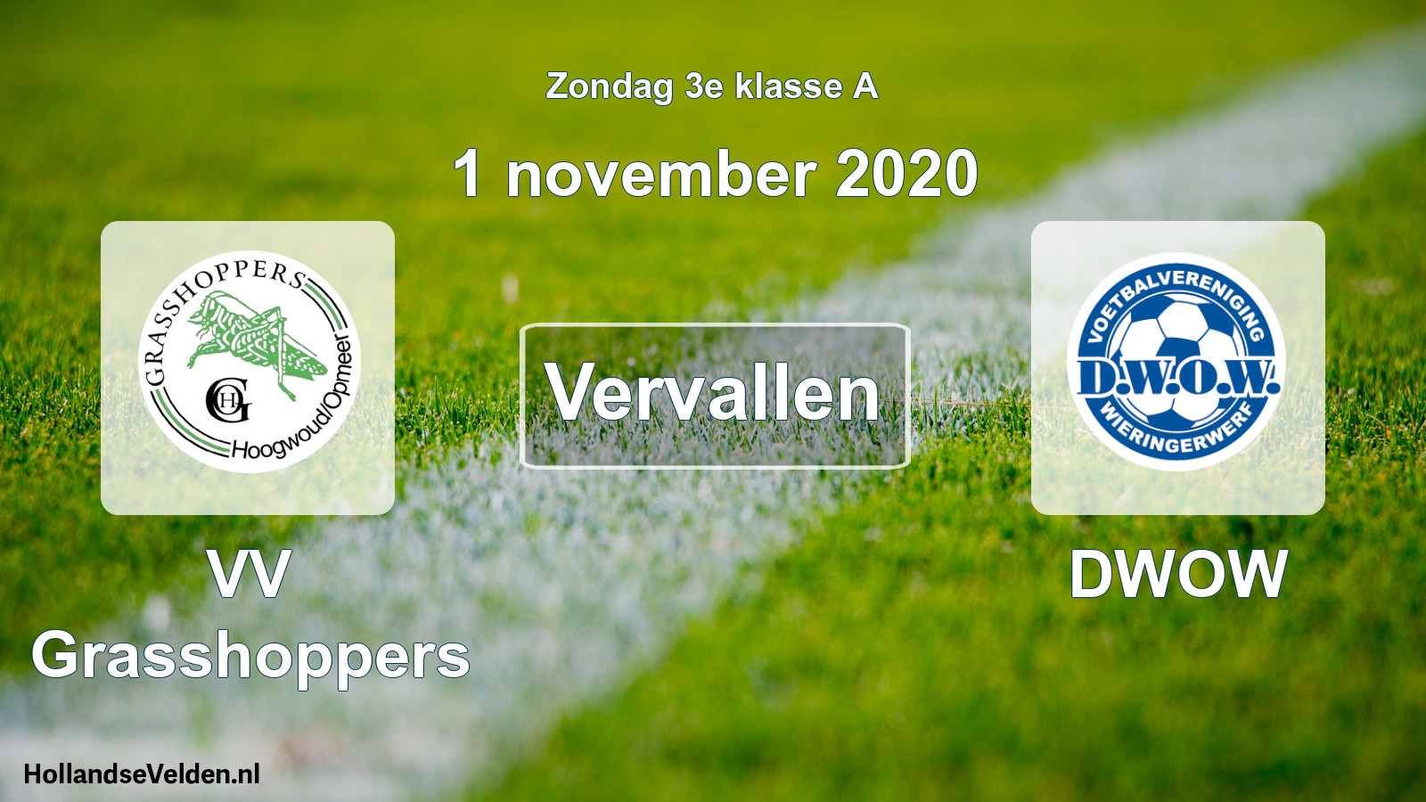 Scheduled Match: VV Grasshoppers - DWOW (1 November 2020)