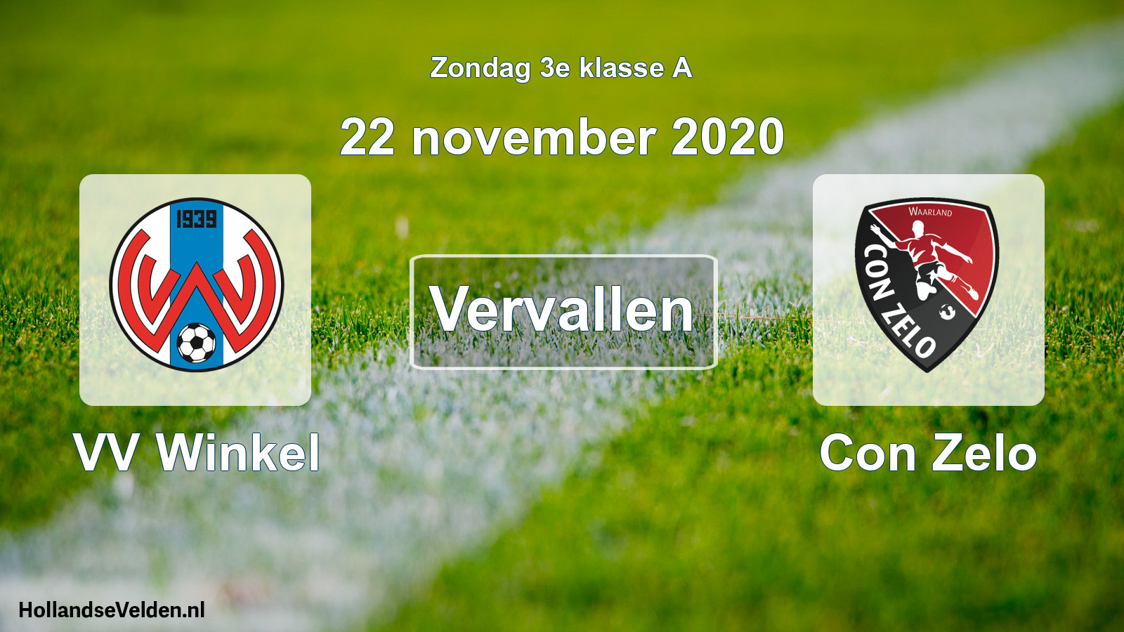 Scheduled Match: VV Winkel - Con Zelo (22 November 2020)