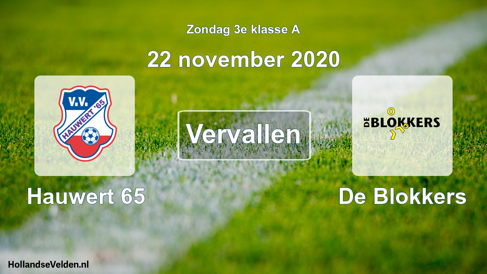 Scheduled Match: Hauwert 65 - De Blokkers (22 November 2020)
