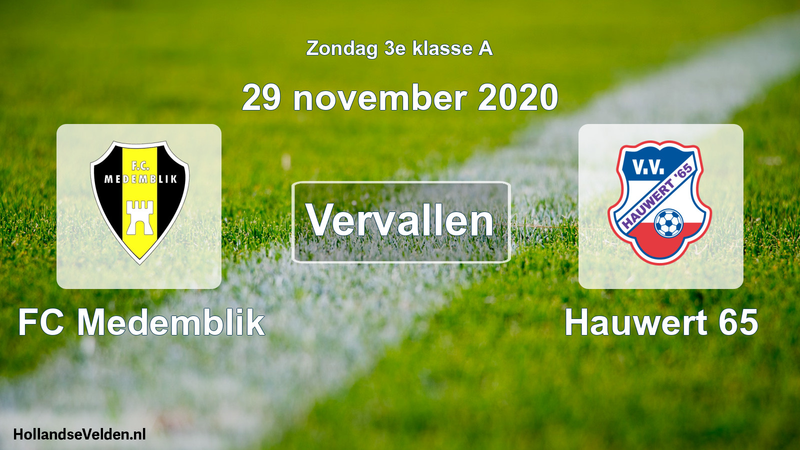 Scheduled Match: FC Medemblik - Hauwert 65 (29 November 2020)