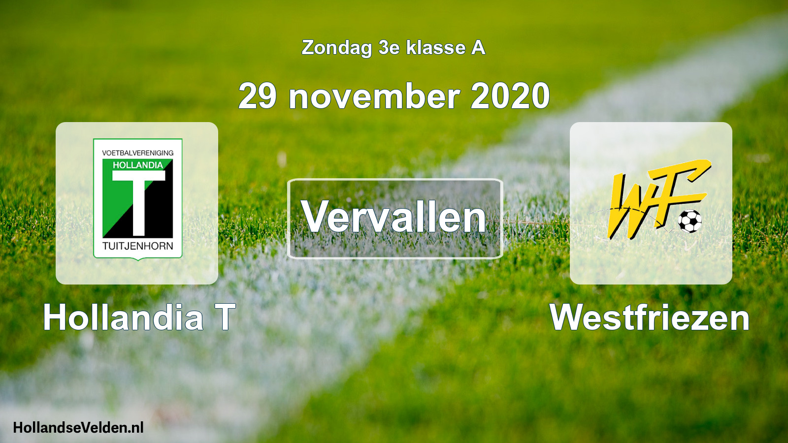 Scheduled Match: Hollandia T - Westfriezen (29 November 2020)