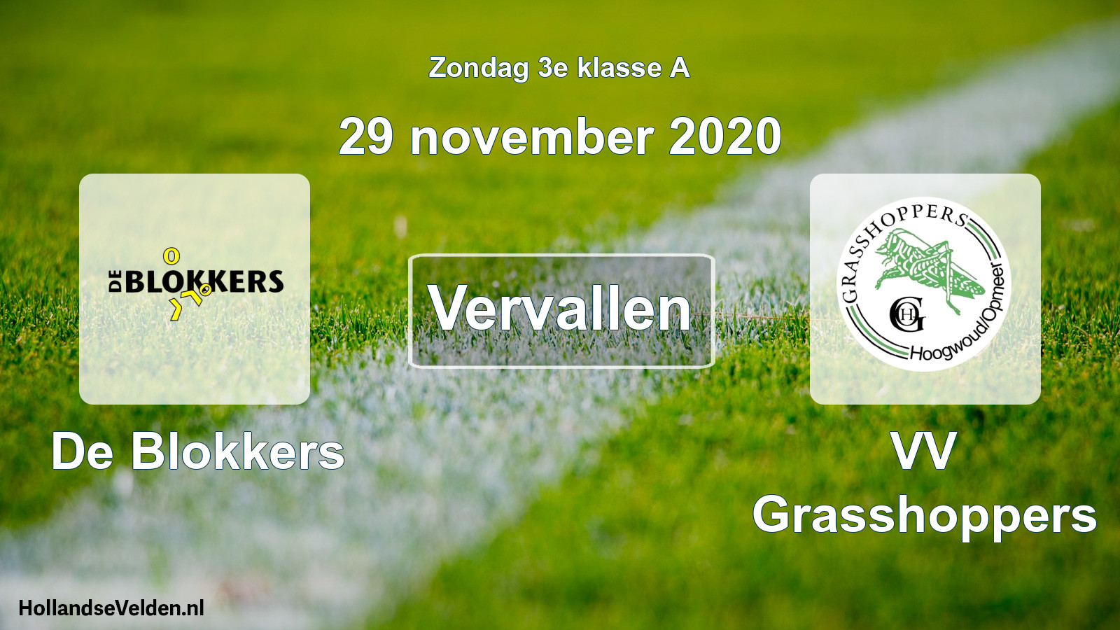 Scheduled Match: De Blokkers - VV Grasshoppers (29 November 2020)