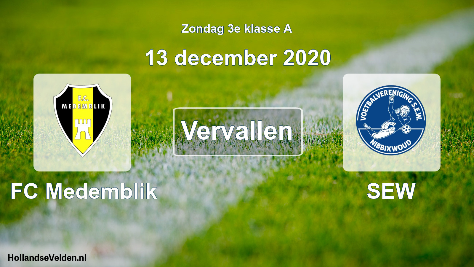 Scheduled Match: FC Medemblik - SEW (13 December 2020)