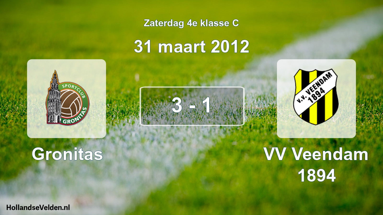 Total number of matches played: Gronitas - VV Veendam 1894 3 - 1 (31 March 2012)