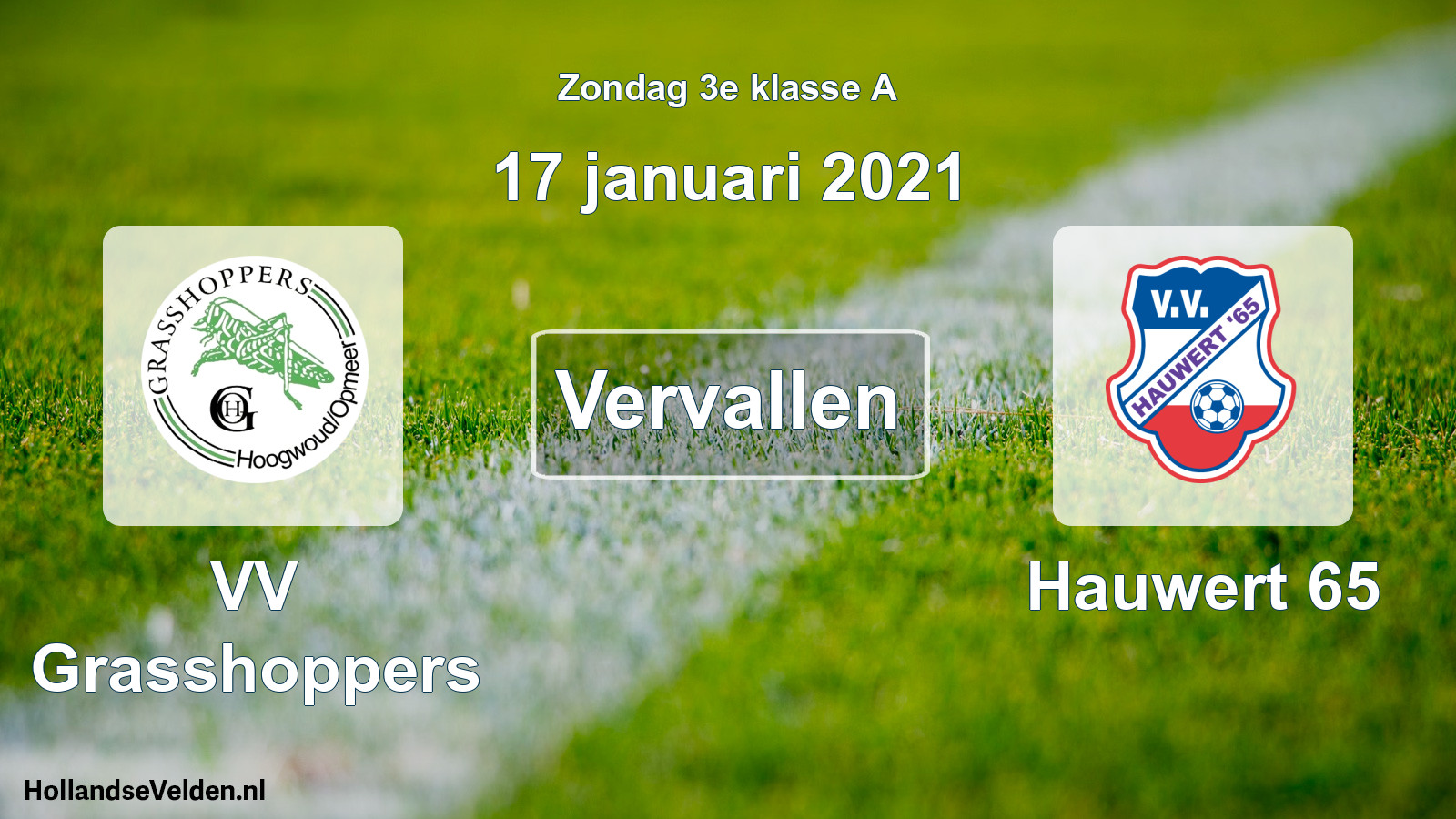 Scheduled Match: VV Grasshoppers - Hauwert 65 (17 January 2021)