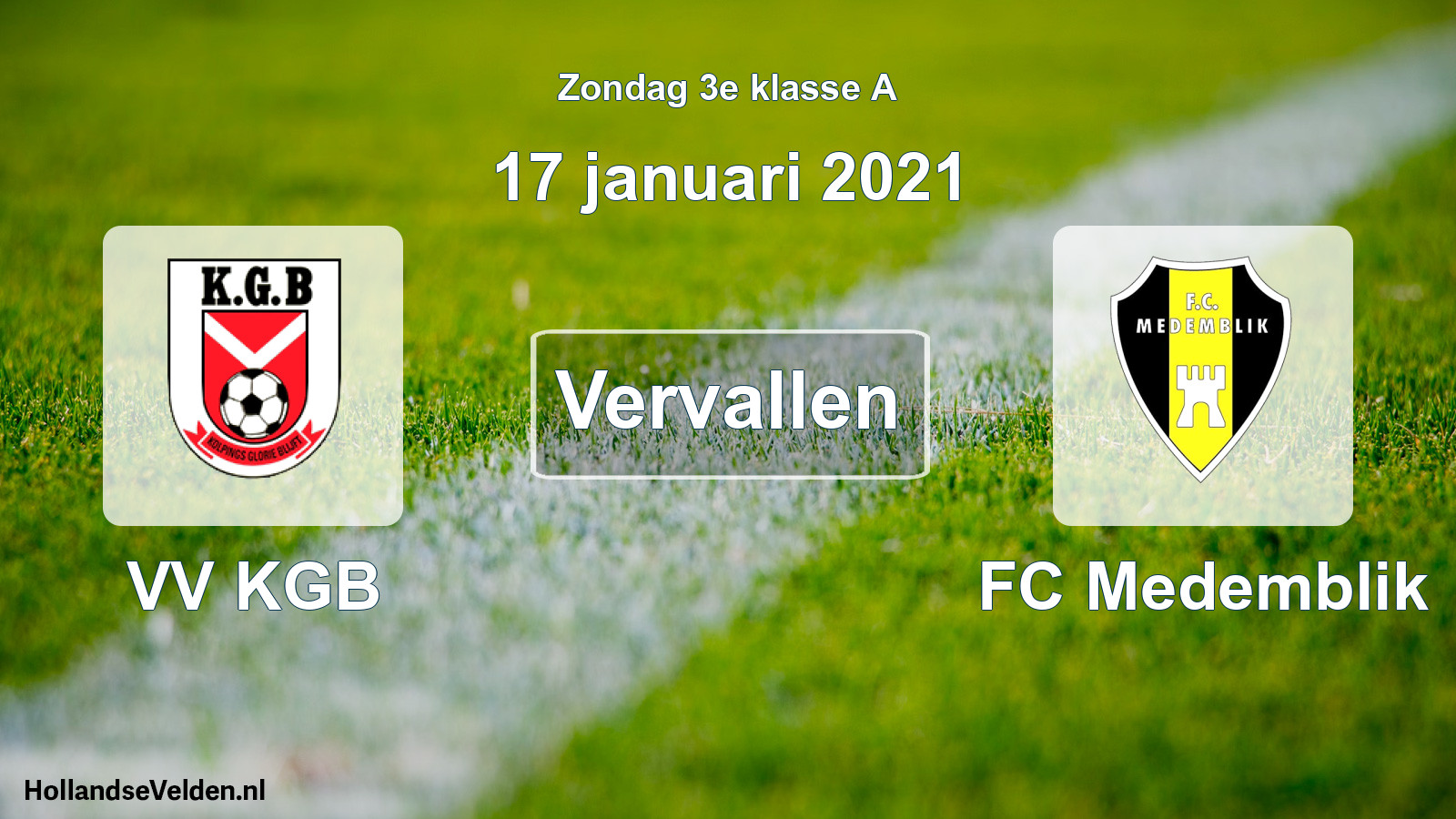 Scheduled Match: VV KGB - FC Medemblik (17 January 2021)