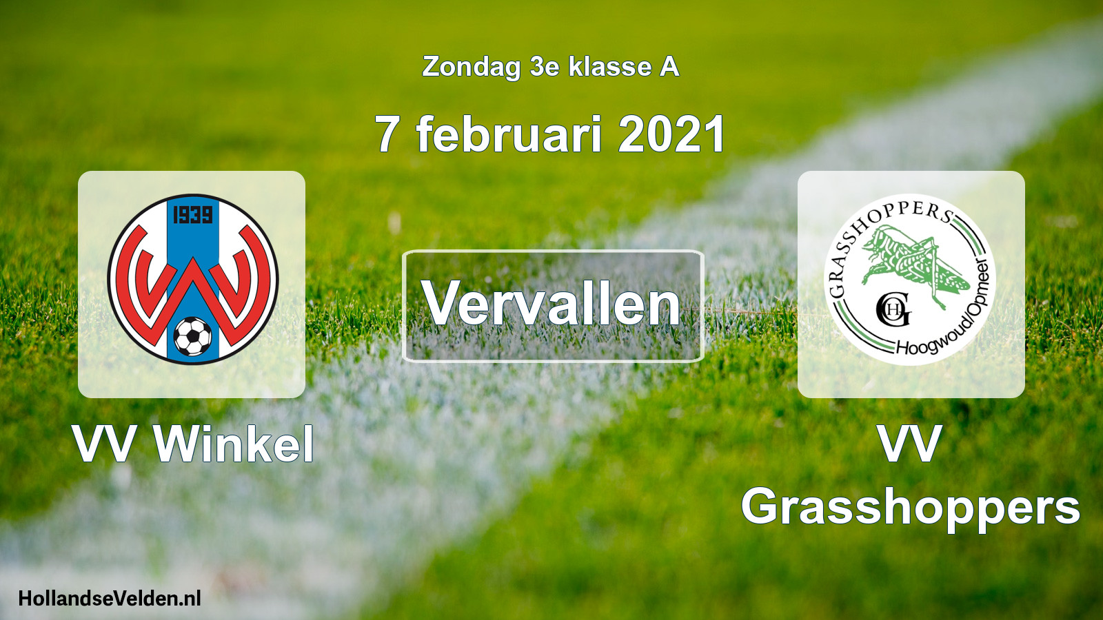 Scheduled Match: VV Winkel - VV Grasshoppers (7 February 2021)