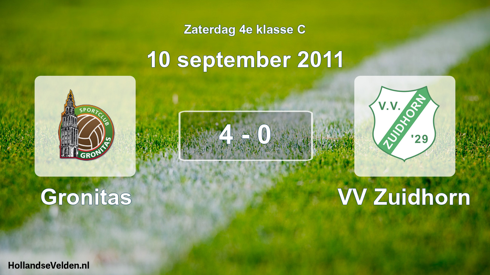 Total number of matches played: Gronitas - VV Zuidhorn 4 - 0 (10 September 2011)