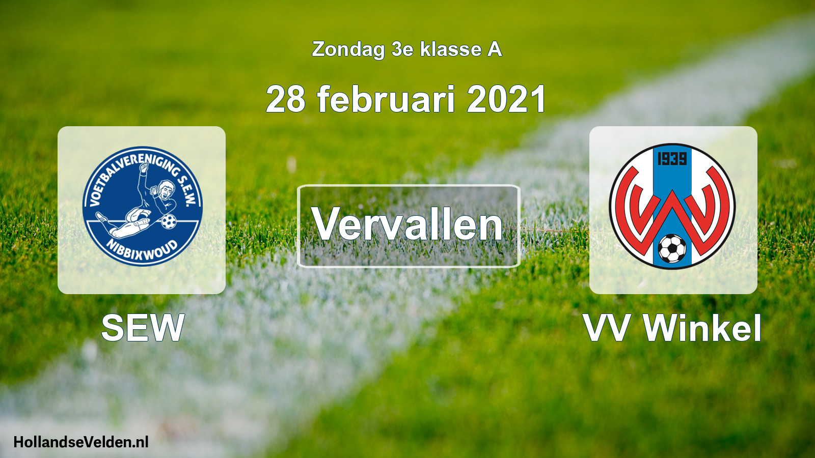 Scheduled Match: SEW - VV Winkel (28 February 2021)