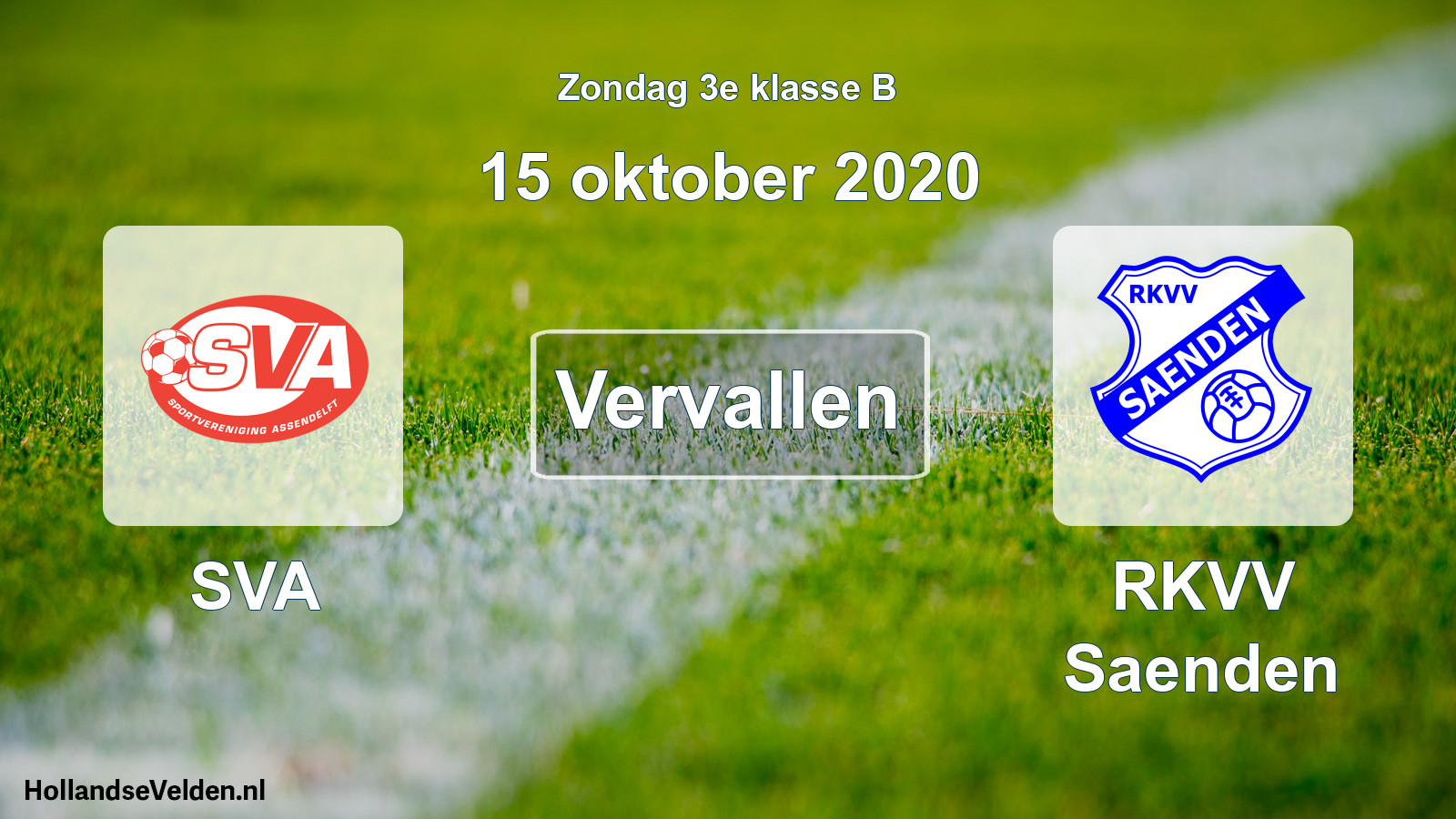 Scheduled Match: SVA - RKVV Saenden (15 October 2020)