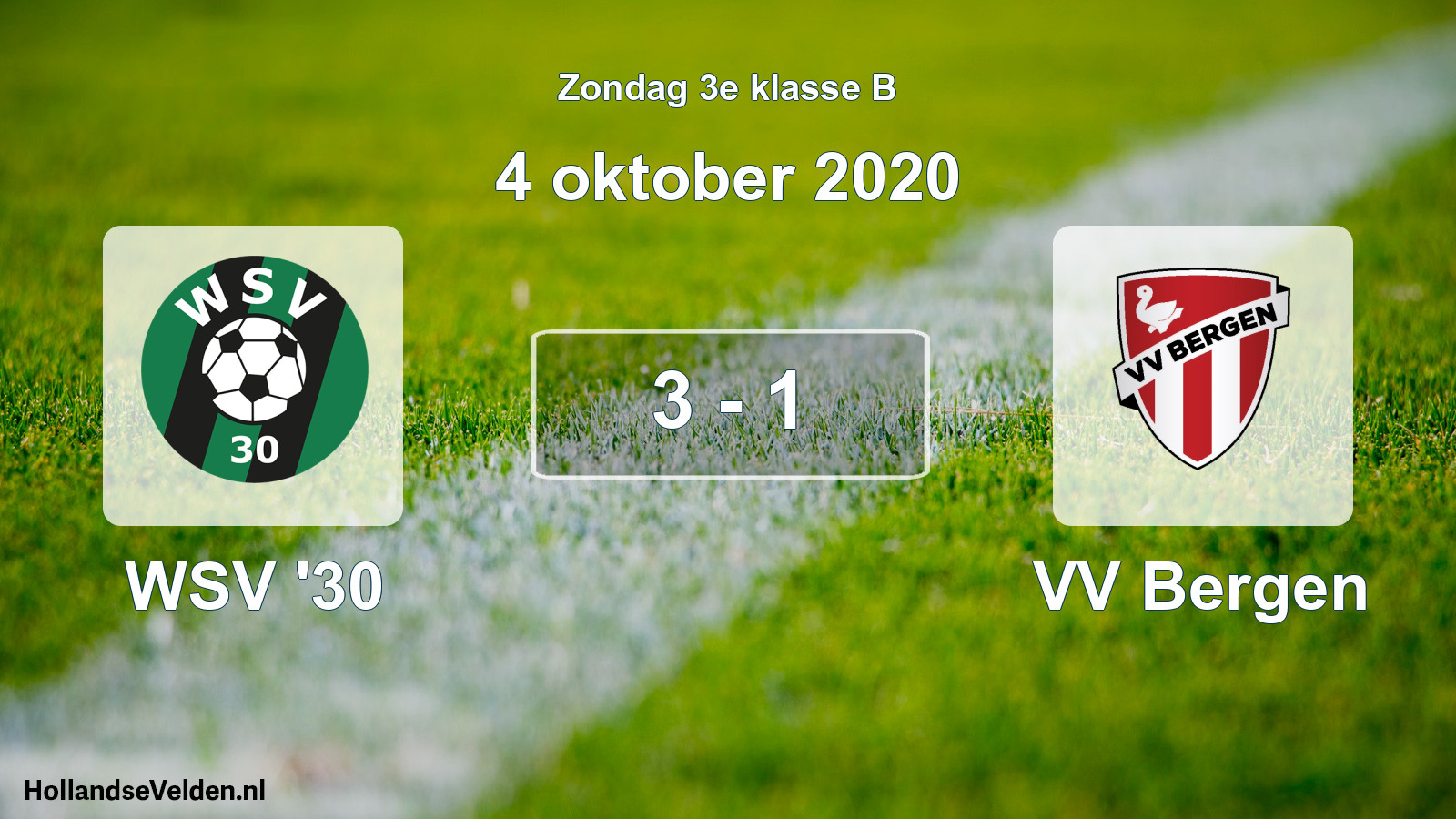 Total number of matches played: WSV '30 - VV Bergen 3 - 1 (4 October 2020)
