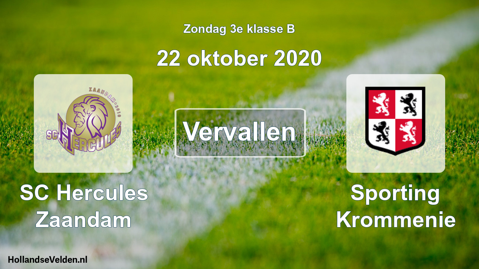 Scheduled Match: SC Hercules Zaandam - Sporting Krommenie (22 October 2020)