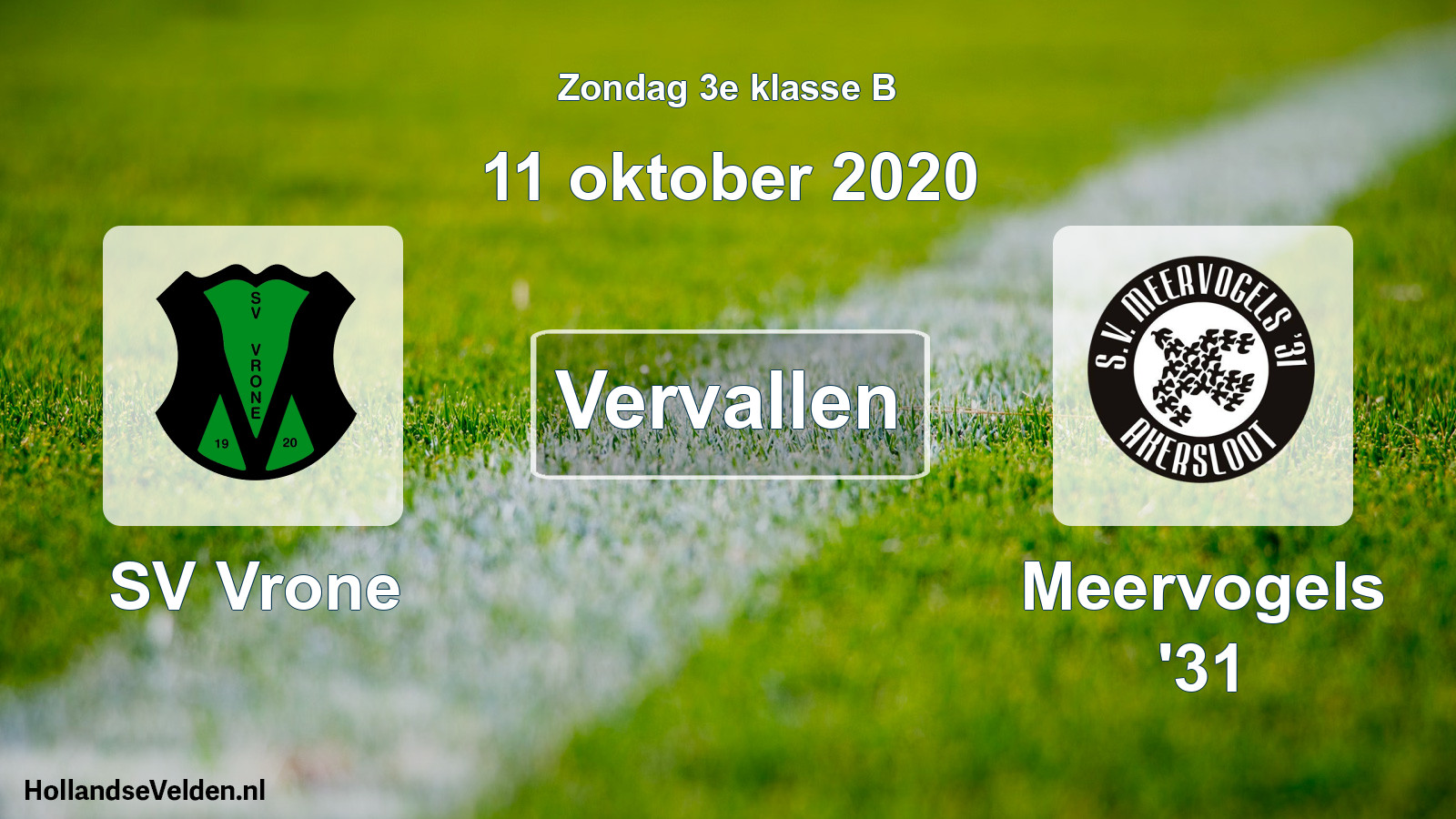 Scheduled Match: SV Vrone - Meervogels '31 (11 October 2020)
