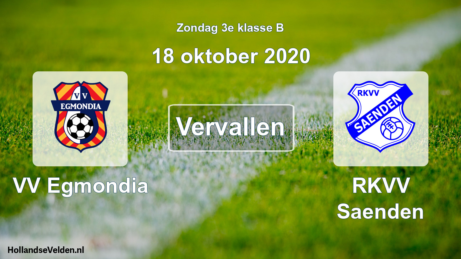 Scheduled Match: VV Egmondia - RKVV Saenden (18 October 2020)