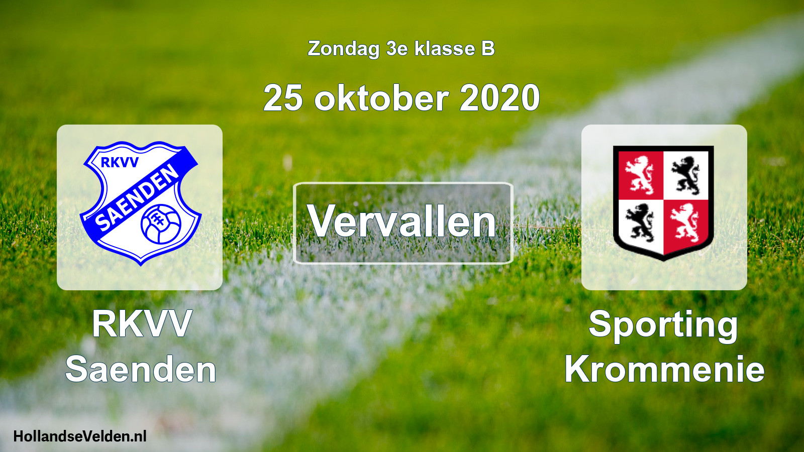 Scheduled Match: RKVV Saenden - Sporting Krommenie (25 October 2020)
