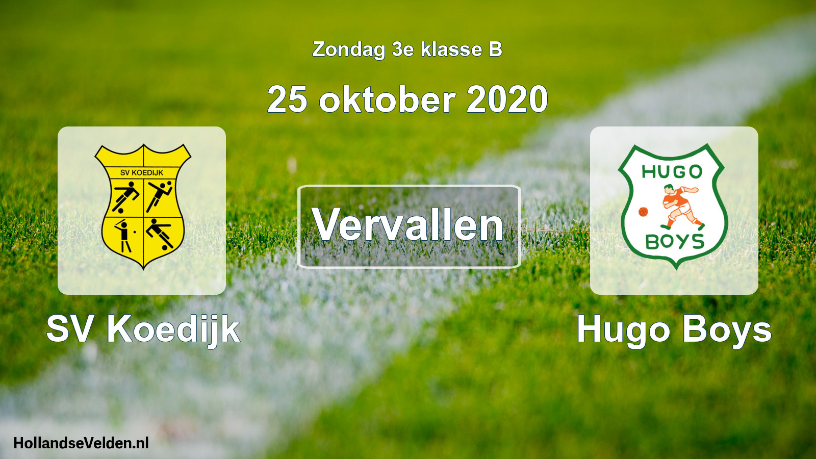 Scheduled Match: SV Koedijk - Hugo Boys (25 October 2020)