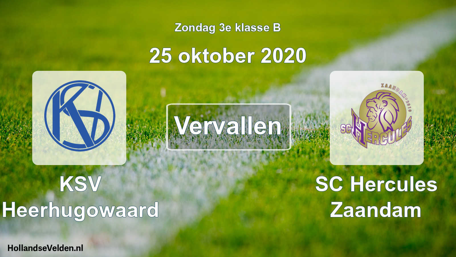 Scheduled Match: KSV Heerhugowaard - SC Hercules Zaandam (25 October 2020)