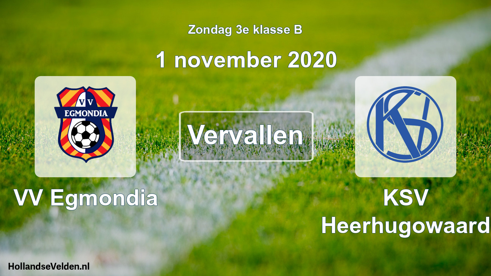 Scheduled Match: VV Egmondia - KSV Heerhugowaard (1 November 2020)