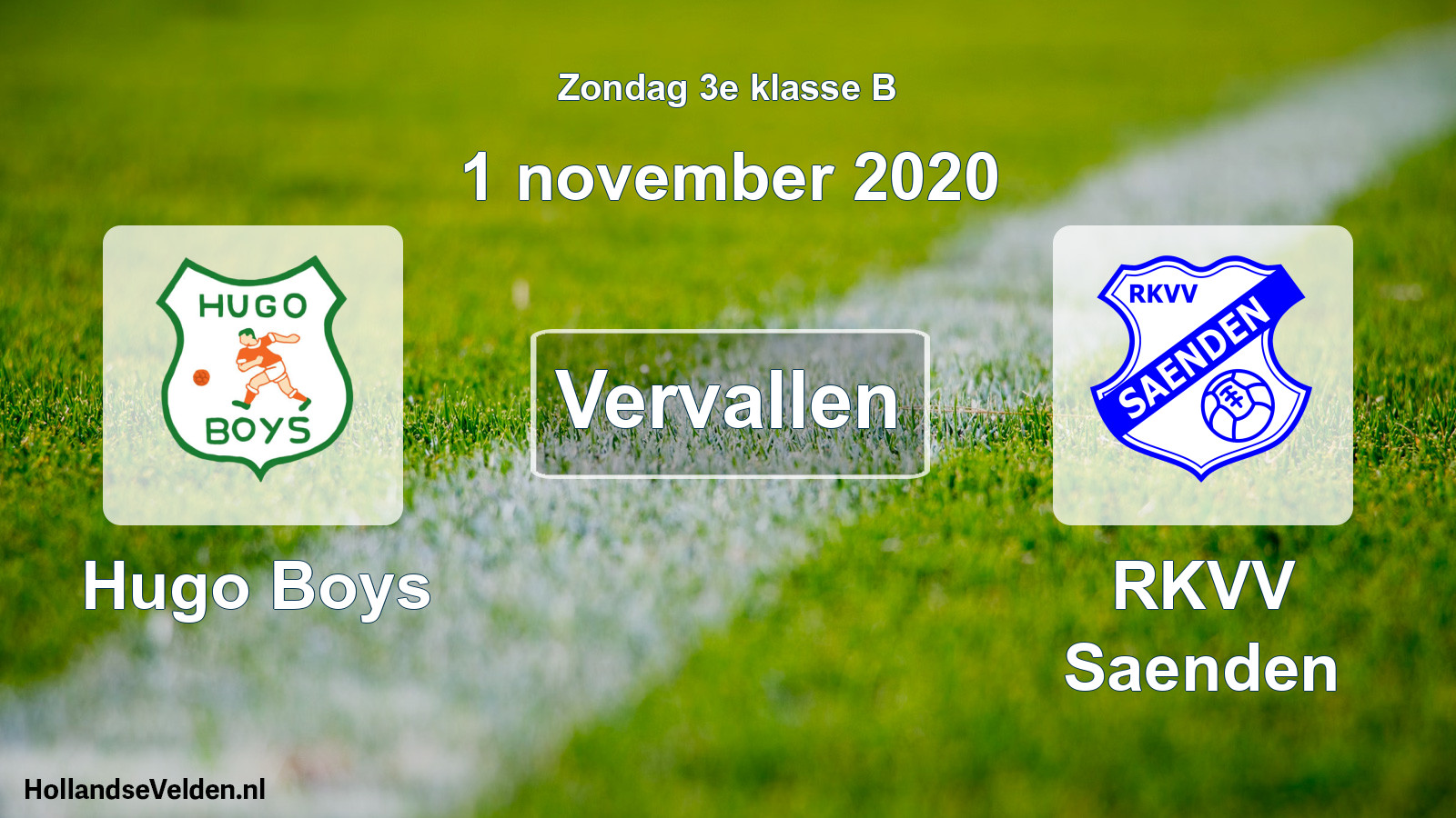 Scheduled Match: Hugo Boys - RKVV Saenden (1 November 2020)
