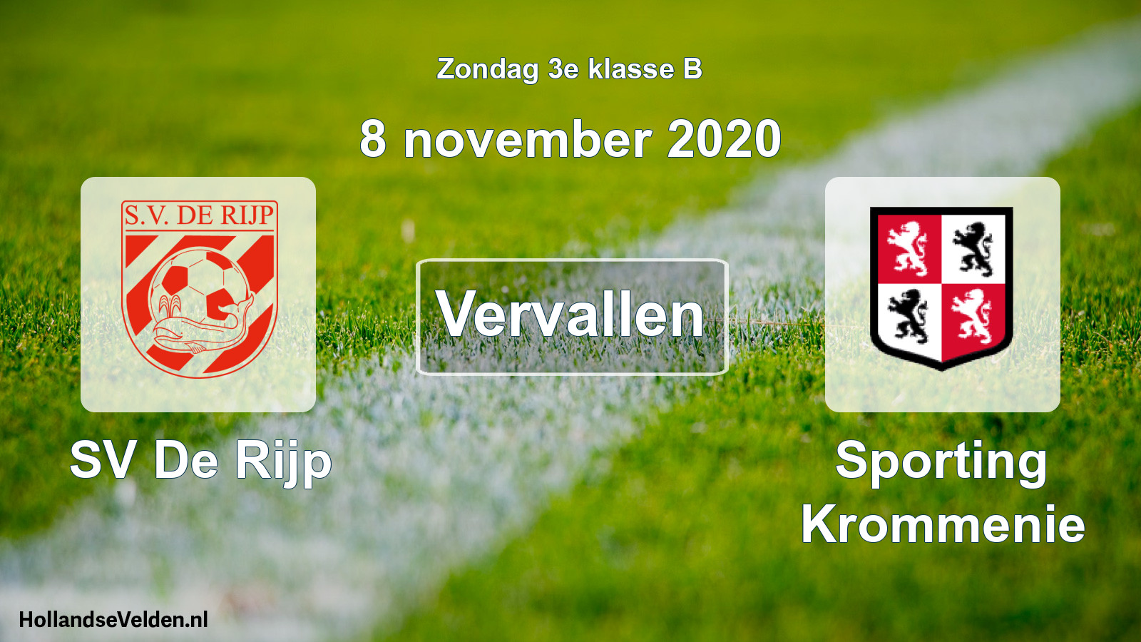 Scheduled Match: SV De Rijp - Sporting Krommenie (8 November 2020)