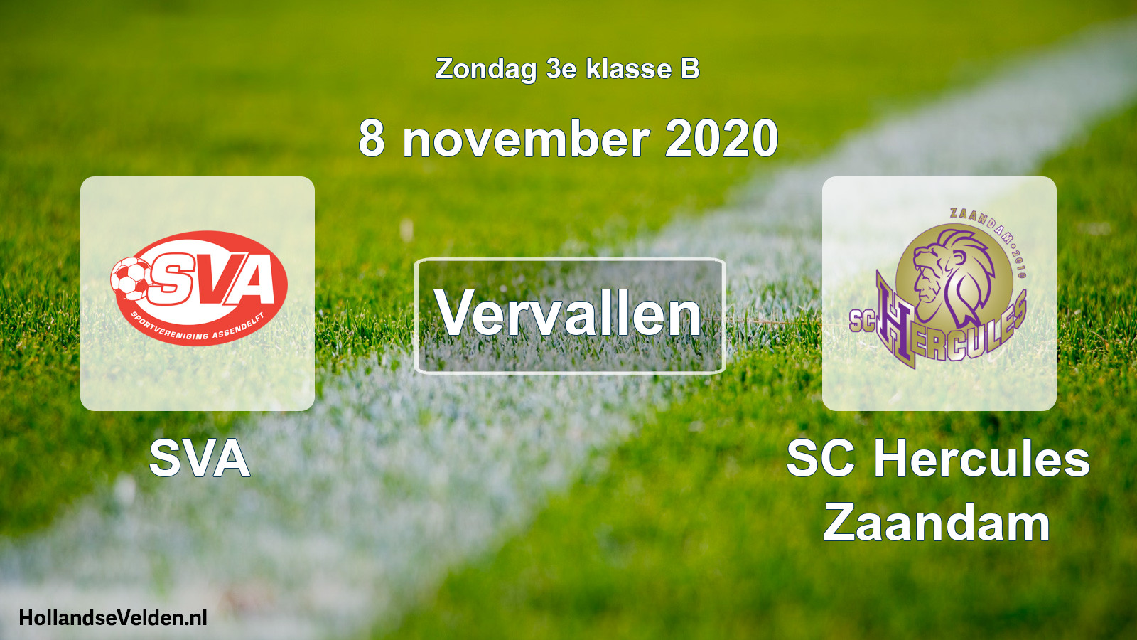 Scheduled Match: SVA - SC Hercules Zaandam (8 November 2020)