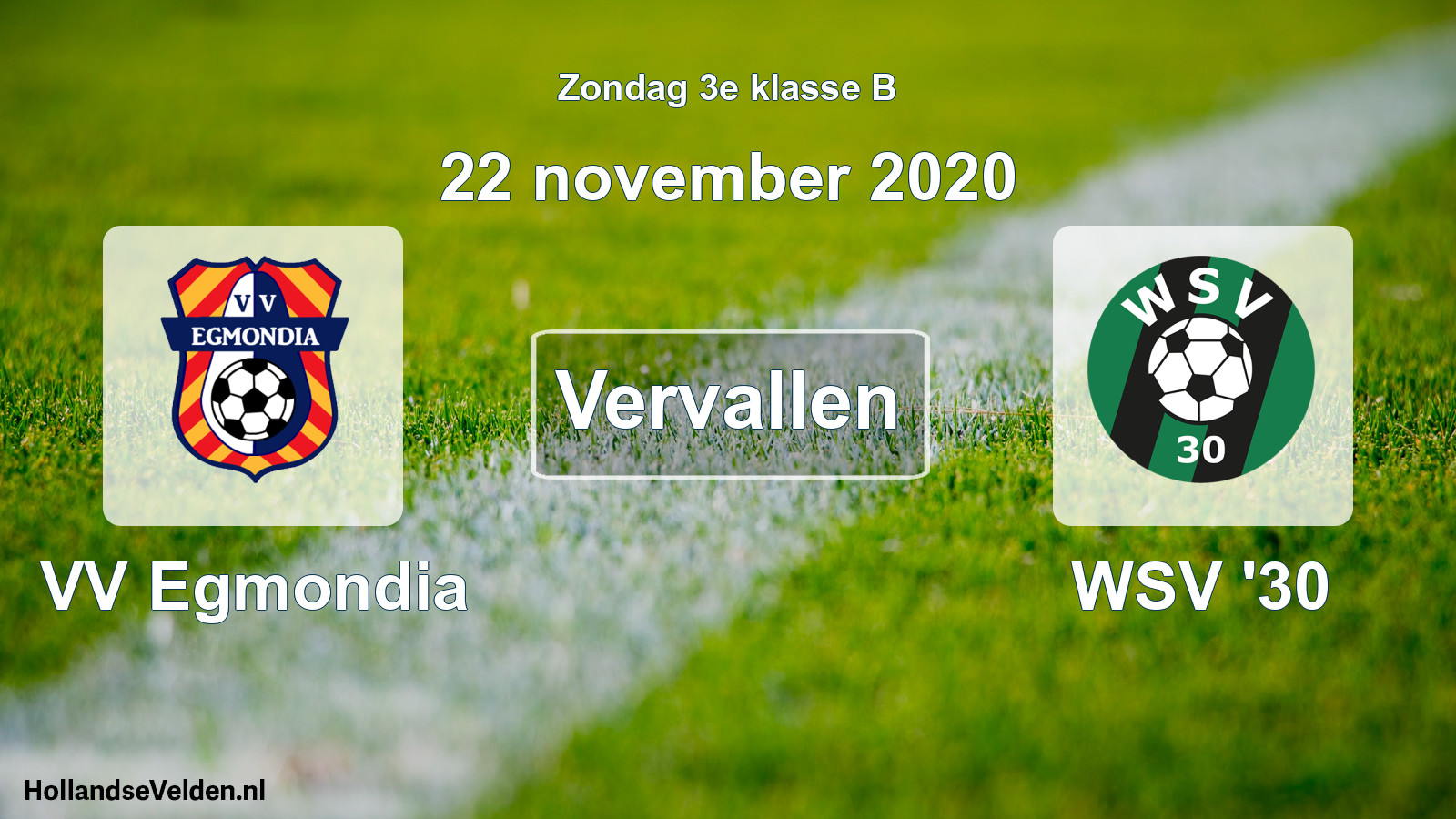 Scheduled Match: VV Egmondia - WSV '30 (22 November 2020)