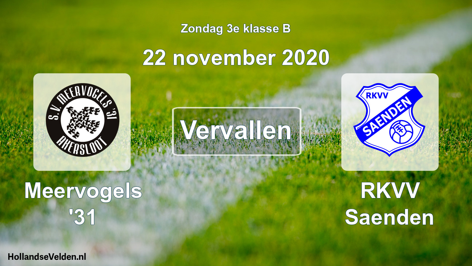 Scheduled Match: Meervogels '31 - RKVV Saenden (22 November 2020)