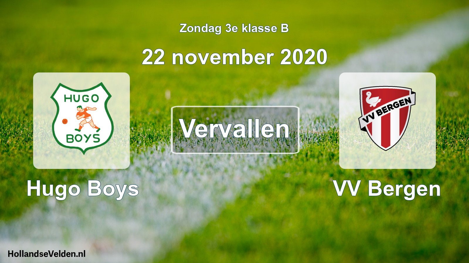 Scheduled Match: Hugo Boys - VV Bergen (22 November 2020)