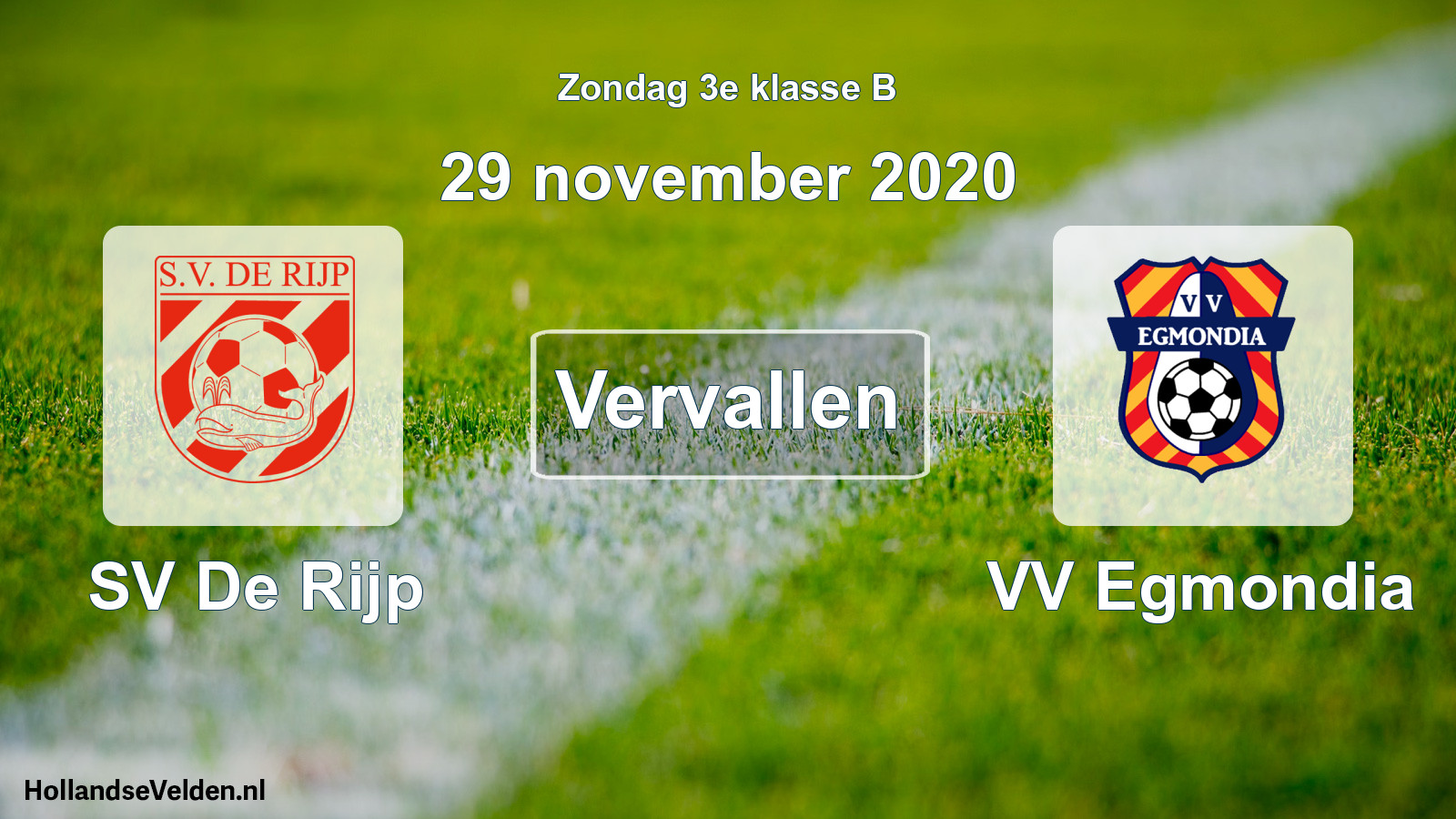 Scheduled Match: SV De Rijp - VV Egmondia (29 November 2020)