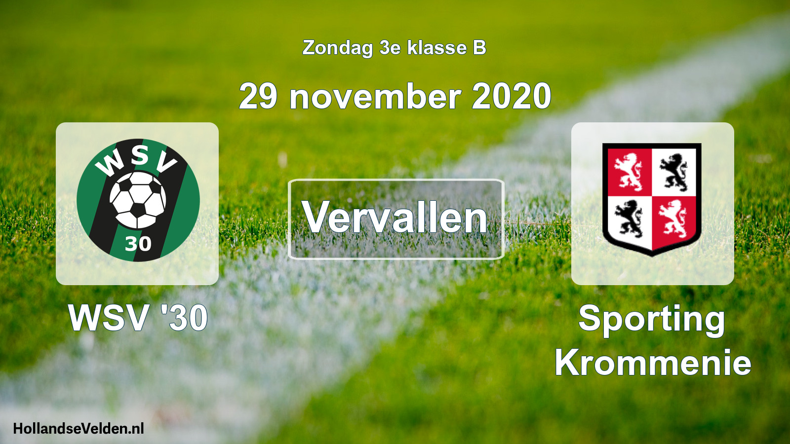 Scheduled Match: WSV '30 - Sporting Krommenie (29 November 2020)
