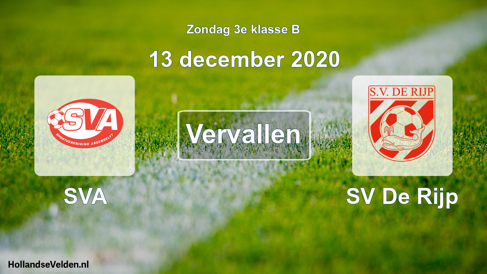 Scheduled Match: SVA - SV De Rijp (13 December 2020)