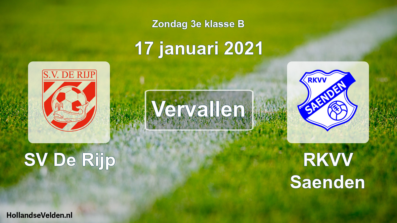 Scheduled Match: SV De Rijp - RKVV Saenden (17 January 2021)
