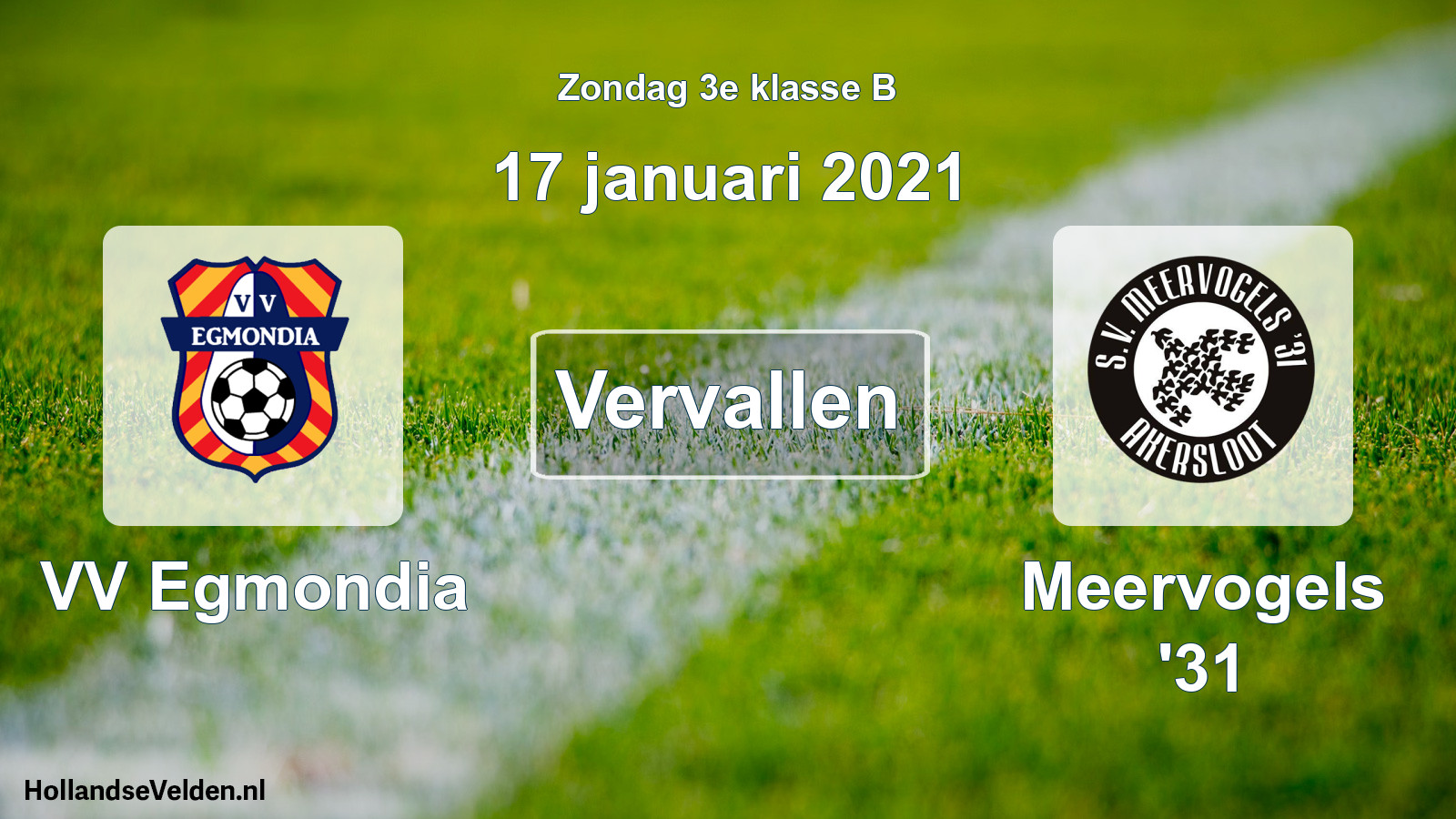 Scheduled Match: VV Egmondia - Meervogels '31 (17 January 2021)