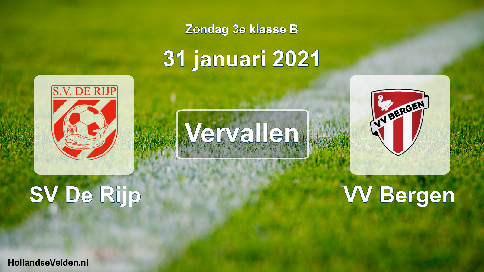 Scheduled Match: SV De Rijp - VV Bergen (31 January 2021)