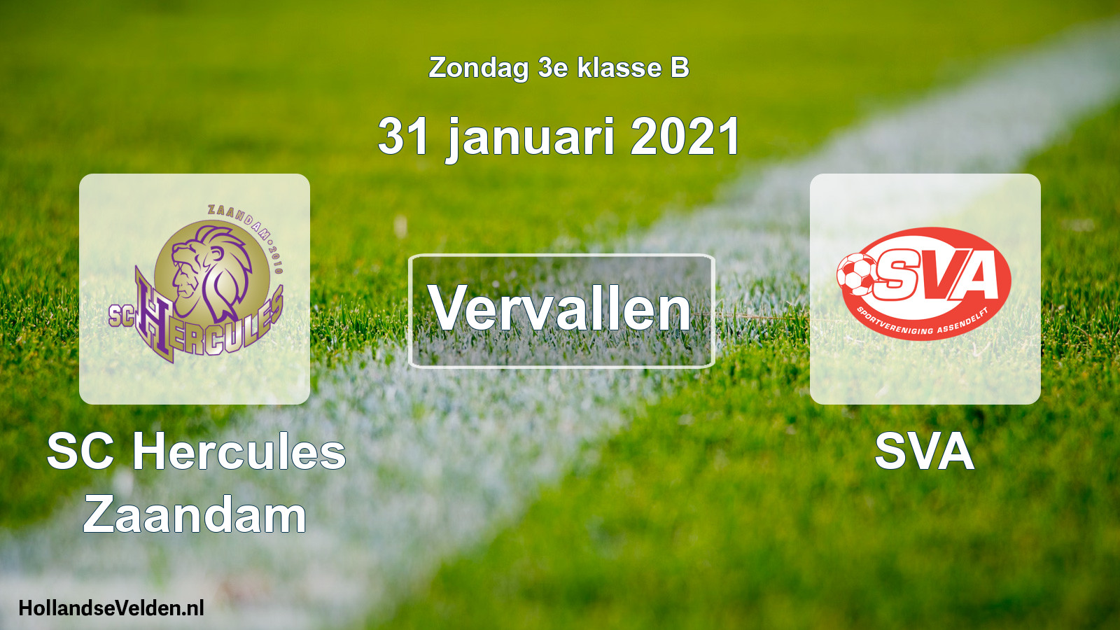 Scheduled Match: SC Hercules Zaandam - SVA (31 January 2021)