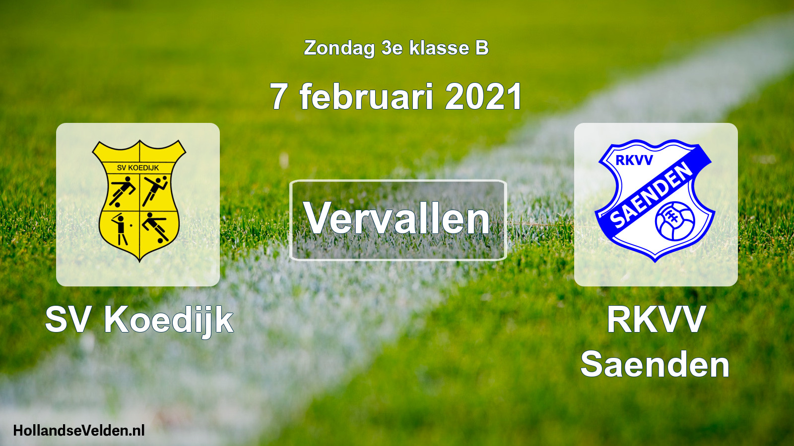 Scheduled Match: SV Koedijk - RKVV Saenden (7 February 2021)