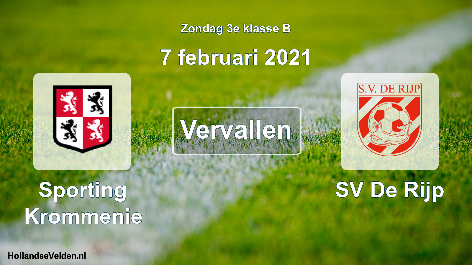 Scheduled Match: Sporting Krommenie - SV De Rijp (7 February 2021)