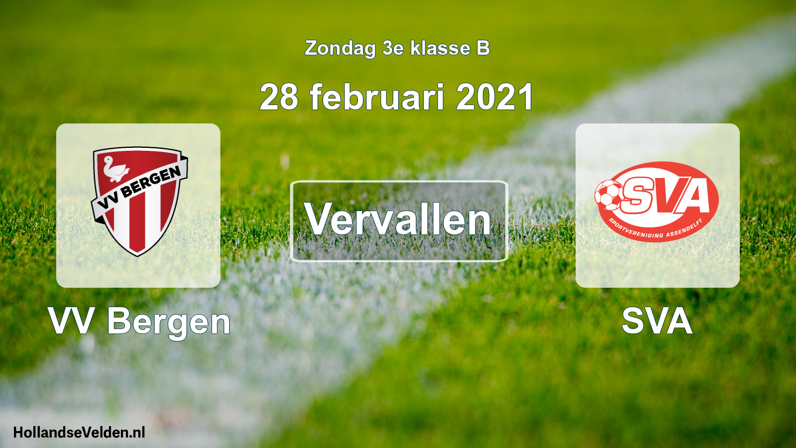 Scheduled Match: VV Bergen - SVA (28 February 2021)