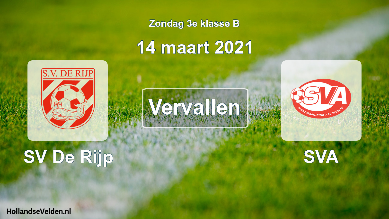 Scheduled Match: SV De Rijp - SVA (14 March 2021)