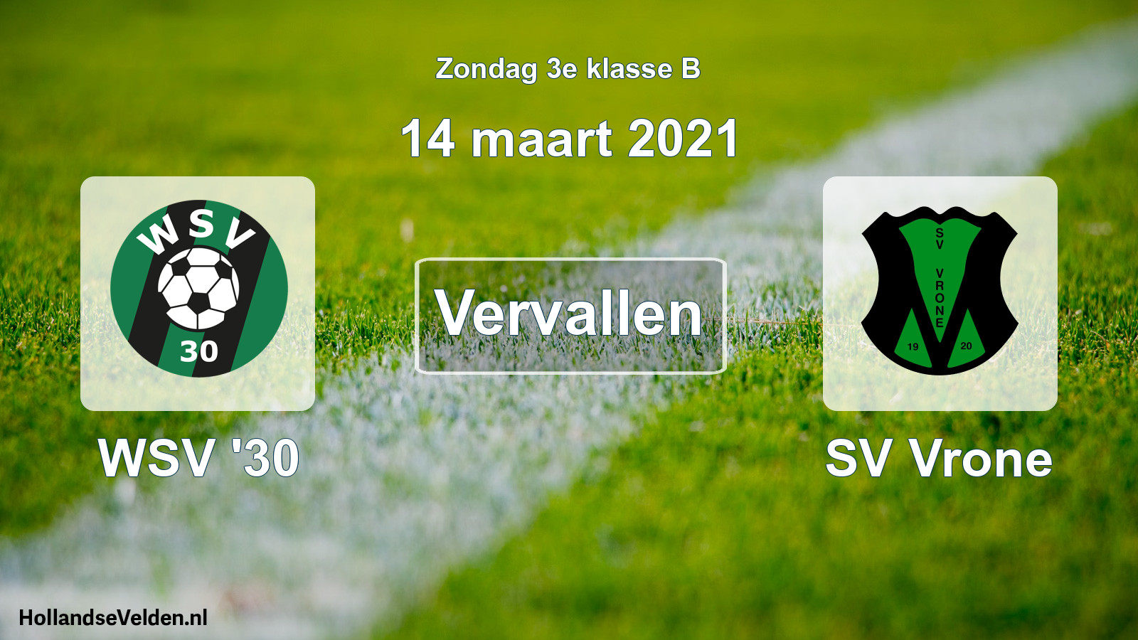 Scheduled Match: WSV '30 - SV Vrone (14 March 2021)